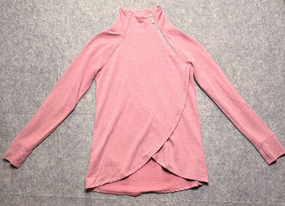 Athleta Sweater Womens Size Small Purple Pink Cozy Karm Asym Open Zipper Casual